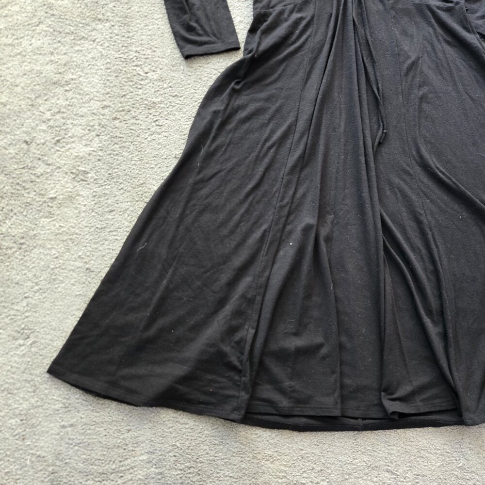 Black Torrid Long Sleeve Dress Size 1 Midi Length Lace Up Front - Picture 2 of 12